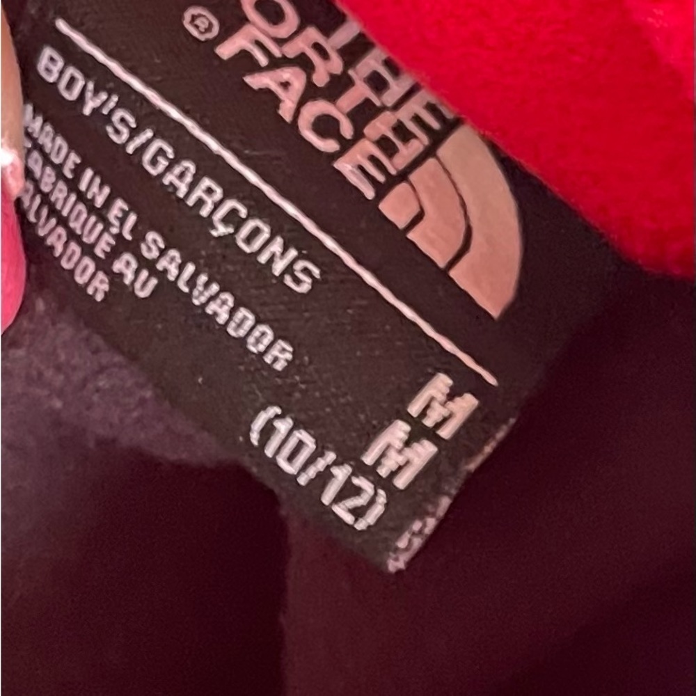 The North Face Boy’s Jacket Fleece Shirt Pull Over Red and Black - Picture 5 of 5